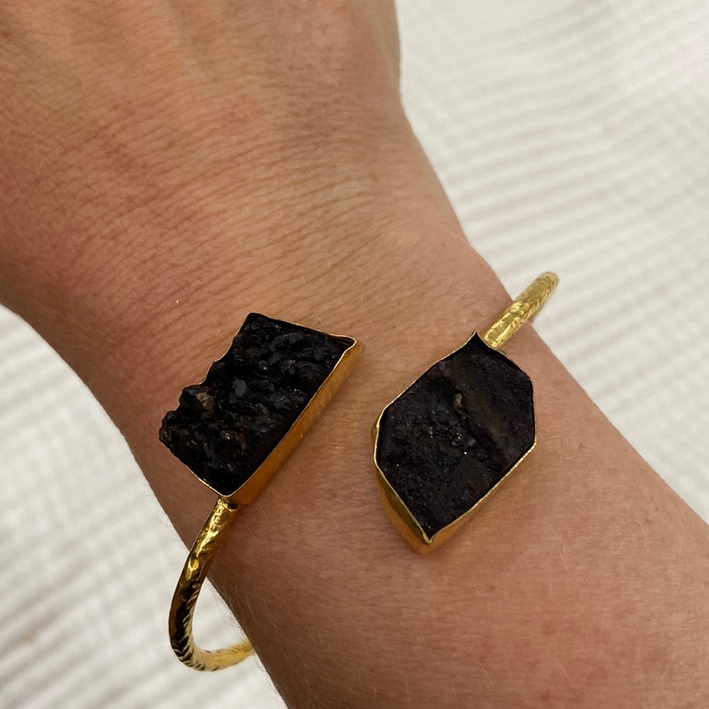 Karine Sultan Black Druzy Cuff